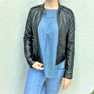 Black Faux Leather Moto Jacket